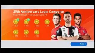 1400 MyClub Coins free in PES 2020 mobile| 25th Anniversary Celebration