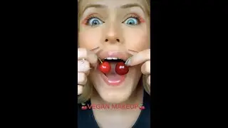 Use cherries as lipstick!🍒⤵️ #fruitmakeup #cherries #fruitmakeupchallenge #lipstickhacks #lipstick