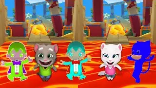 TAG WITH RYAN VS TALKING TOM GOLD RUN CLASSIC VS GHOST CHARACTERS FUNNY LAVA FALLS SUPERSPEED GAME