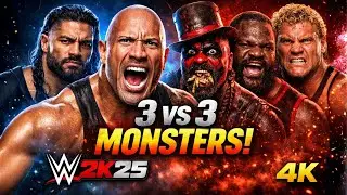 Roman Reigns, Randy Orton & The Rock vs Monsters | Sid Justice, Boogeyman & Mark Henry | WWE 2K25 4K