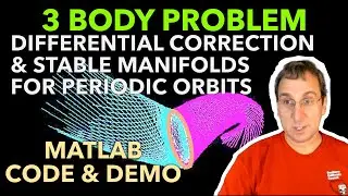 3-Body Problem Periodic Orbits & Stable Manifolds using Differential Correction, MATLAB | Topic 14