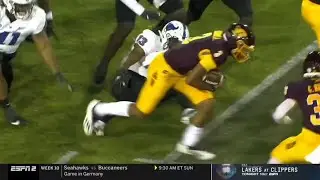Central Michigan QB rolls over defender and scores incredible 87 yard TD vs Buffalo