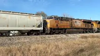 UP 8611 flagless SD70ACe leads a manifest train in Houston Texas!!!