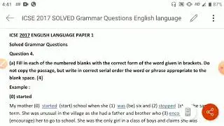 ICSE 2017 SOLVED/ ANSWER KEY- Grammar - English language Paper 1