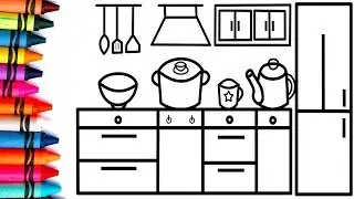 How To Draw Kitchen - kitchen coloring & Drawing for kids - Kids Toy art