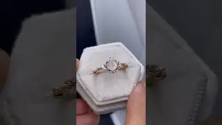 Round Moonstone Halo Ring.