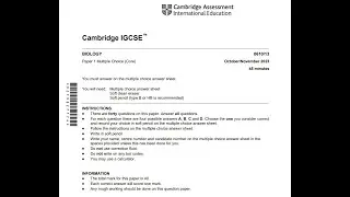 Cambridge ,Biology 2023 October /November ,paper 1