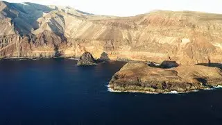 Remote views of Guadalupe Island and Church Rock, Baja Mexico. 4k Stock Footage.