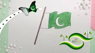 How To Draw Pakistan Flag 🇵🇰 step by step tutorial | Happy Pakistan Independence Day | Flag Drawing.