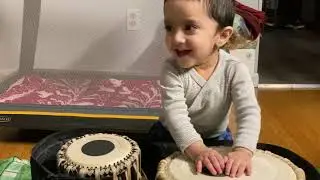 1 Year Old Playing Tabla- Indian Percussion