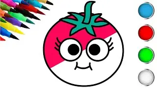 🍅 Cute Smiling Tomato Drawing | Easy and Fun Art for Kids 🎨