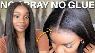 AFFORDABLE Natural Wig! Yaki Straight DETAILED Wig Install Bye Bye Knots Kinky Edges Nadula Hair