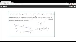 Finding a side length given perimeter and side lengths with variables