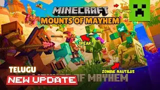 Mounts of Mayhem🔥New Minecraft Update | Spear⚔️Zombie Nautilus | Telugu #youtube #minecraft#bskgamer