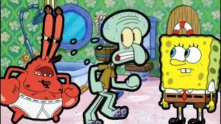 MR KRABS FLUSHES SQUIDWARD’S FACE DOWN THE TOILET GONE WRONG!