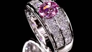 2 07cts Pink Spinel in 18k White Gold and Diamond Men's Ring