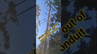Вода вытекает из силового кабеля.