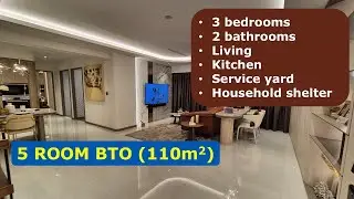 HDB BTO 5 room show flat 110sqm | Interior design tour with floor plan