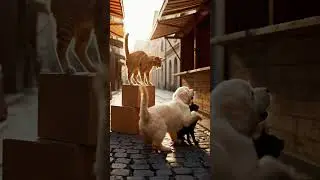 Curious Pets Exploring Together