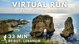 Beirut, Lebanon | Corniche Promenade | Virtual Running Video for Treadmill with Music #vrtv