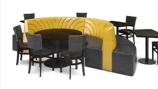 WAVE Half-Circle Restaurant Booth Seating with Tables and Chairs