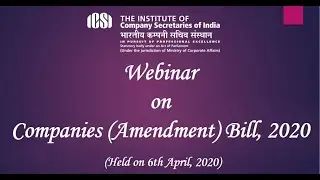 Webinar on Companies Amendment Bill 2020 to 6th April 2020 at 400 PM