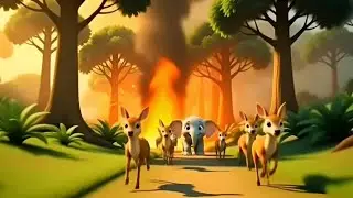 Story: Elephant and monkey and jungle fire a brave elephant 🔥🔥🔥 #ai #cartoon #animation #aivideo 
