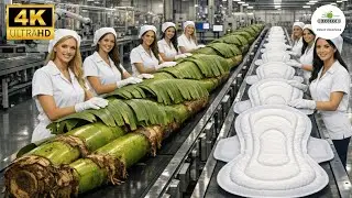 Inside Modern Banana Stem Factory & Sanitary Pad Production (Full Process)