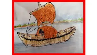 How To Draw boat-নৌকা আর্ট করবো-সেটাকে ডাল ম্যাচের কাঠি দিয়ে সাজাবো-Using Pulses and Fire Sticks