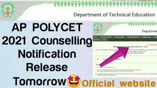 AP POLYCET 2021 Counselling Dates Release Tomorrow🤩//AP Polycet 2021 Counselling Notification