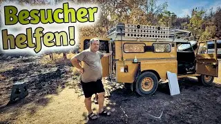 Besucher helfen nach dem Feuer, Umzug vom Van ins Tiny House - Wild Spirit Land Phönix aus der Asche