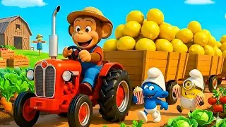 💥 Monkey Farmer Fixes the Tractor and Harvests Fresh Lemons &ndash; Farm Work | Funny Monkey Kids! 🐒🍋🚜