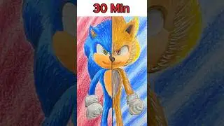 Drawing SONIC X SUPER SONIC in 30 sec, 3 min, and 30 min | Sonic 3 Movie | Fendraw