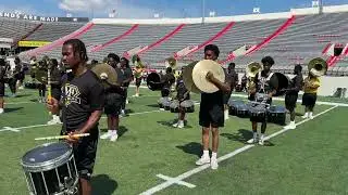 UAPB Drumline Pre-Game Practice with Arkansas Razorback Band