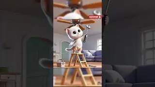 Baby Cat Fix Ceiling Fan! #cat #cute #cutecat #cartoon #catlovers #funny