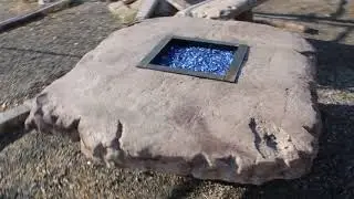 Fire pit with blue glass!