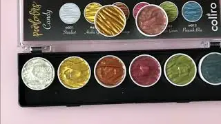 Coliro Pearl Watercolour Swatches: Unboxing, Preparation & Swatch on Black Paper by Crystal Tang
