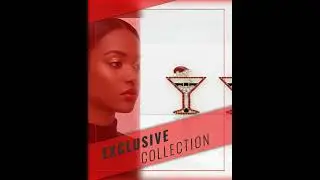 Stud Gold Tipsy Santa Red Martini Xmas Earrings