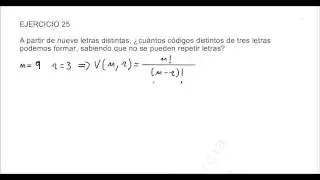 VARIACIONES, PERMUTACIONES Y COMBINACIONES (13), COMBINATORIA, EJERCICIO 25