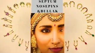 SEPTUM NOSEPINS & BULLAK - ONE GRAM GOLD FINISH ZIRCON, KEMPSTONE, RUBY & EMERALD GREEN STONES SALE!