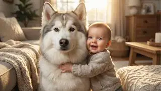 This Is What Happens When a baby Hug a Husky!