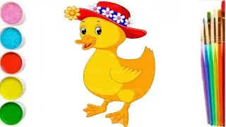 How to draw a cute little duck/drawing duck theme song/बच्चों के लिए बतख पेंटिंग