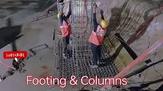 Footing & Columns Work together at site , From Reinforcement To Concreting  with music.