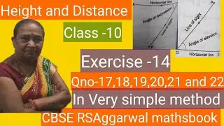 #Height and Distance#Solution for CBSE RSAggarwal mathsbook# Class-10, Ex-14,Qno17,18,19,20,21and 22