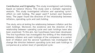The Effects of Inflation and Operating Cycle on Cash Holdings Liquidity of Listed Companies in Tehra