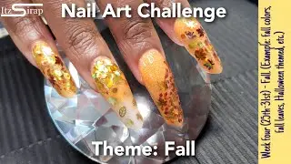 Fall Nails | August Nail Art Challenge Week 4 | Leaves & Glitter Orange Ombre Edge Nails | Itz Sirap