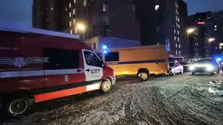 The emergency services are working at the site of an explosion in the southeast of Moscow