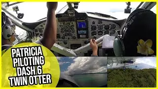 Beautiful Patricia piloting Solomon Airlines' Dash 6 Twin Otter out of short grass strip! [AirClips]