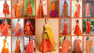 Trendy orange colour suit combination design | orange suit with contrast dupatta | Punjabi suits