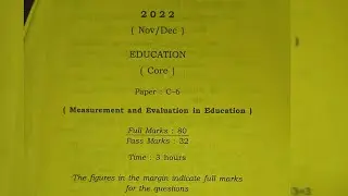 B.a 5th semester Major Education c-11 measurement and evaluation in education Question Paper 2022